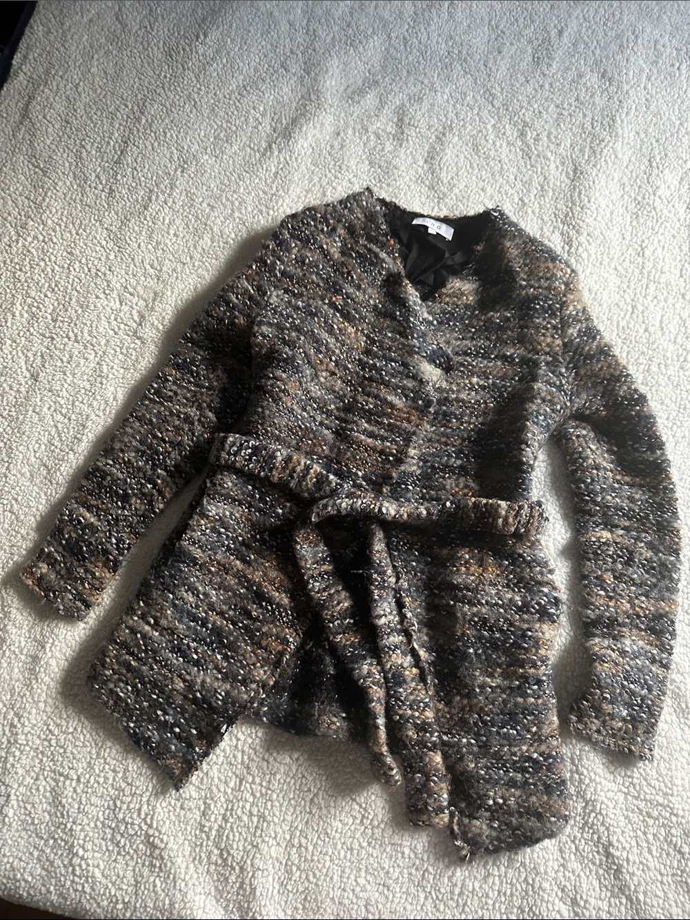 IRO Brown Multitone Bouclé Belted Cardigan
